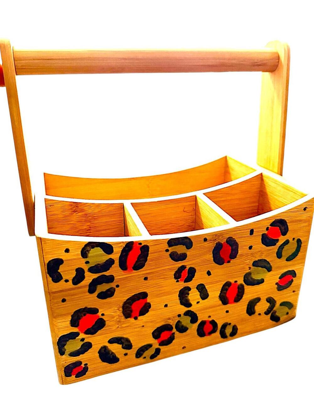 Bamboo 🩵 Organizer Caddy Neon Leopard Print Lisa Frank Style - Picture 5 of 7